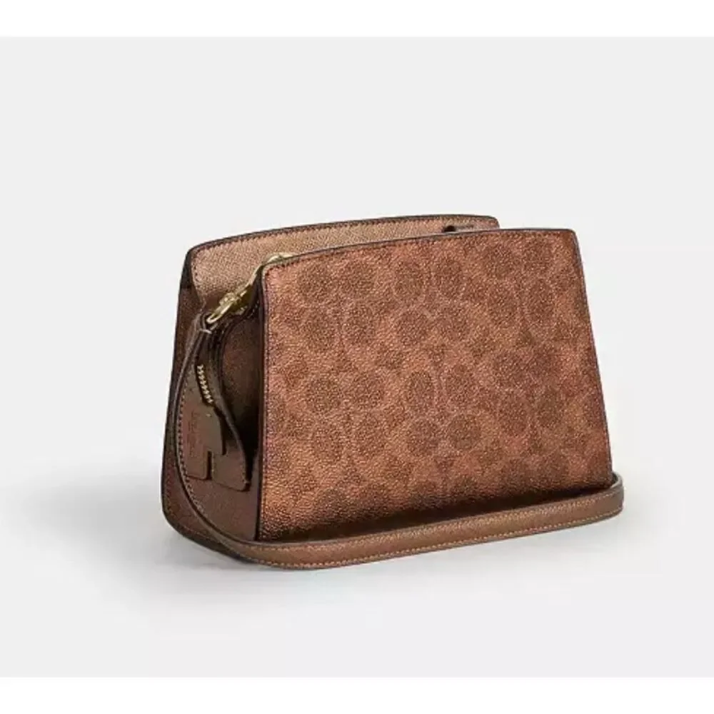 🔥🎁NWT! Coach Gia Crossbody Bag In Sig Canvas Brown/Copper CCK70 Msrp: $298.00 - Picture 6 of 10